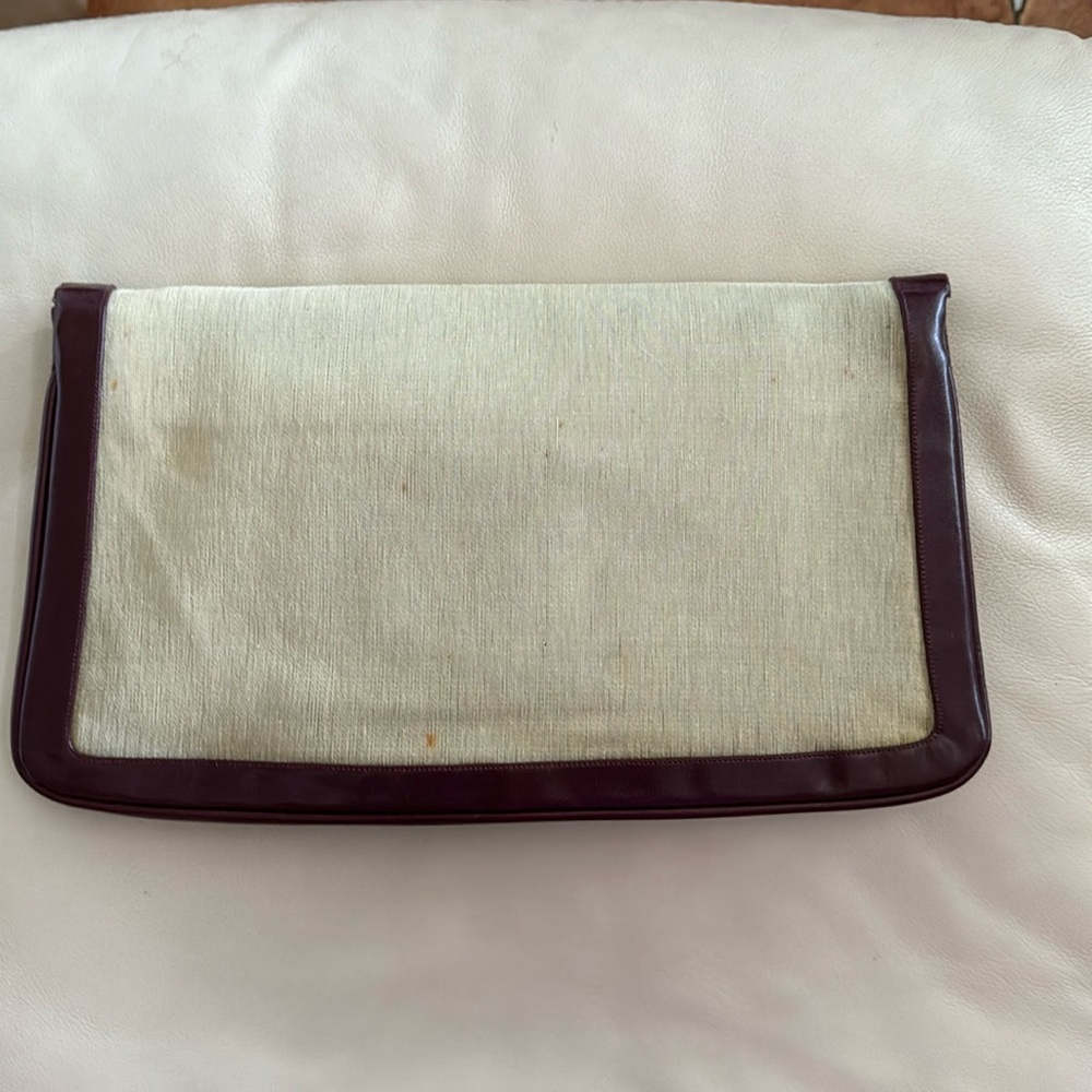 Lou Taylor Brown & Tan Cloth Large Clutch - Picture 2 of 5